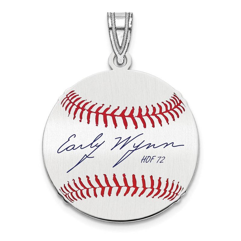 Sterling Silver Early Wynn Signature Sm Enamel Baseball Pendant